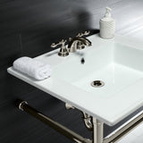 Dreyfuss 25-Inch Ceramic Console Sink with Stainless Steel Legs (4-Inch, 3-Hole)