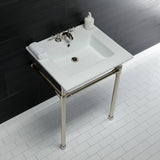 Dreyfuss 25-Inch Ceramic Console Sink with Stainless Steel Legs (4-Inch, 3-Hole)