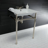 Dreyfuss 25-Inch Ceramic Console Sink with Stainless Steel Legs (4-Inch, 3-Hole)