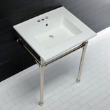 Dreyfuss 25-Inch Ceramic Console Sink with Stainless Steel Legs (4-Inch, 3-Hole)