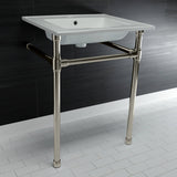 Dreyfuss 25-Inch Ceramic Console Sink with Stainless Steel Legs (4-Inch, 3-Hole)