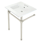 Dreyfuss 25-Inch Ceramic Console Sink with Stainless Steel Legs (4-Inch, 3-Hole)