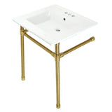 Dreyfuss 25-Inch Ceramic Console Sink with Stainless Steel Legs (4-Inch, 3-Hole)