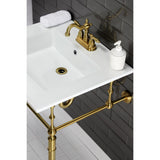 Edwardian 25-Inch Ceramic Console Sink with Brass Legs (4-Inch, 3-Hole)