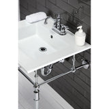 Edwardian 25-Inch Ceramic Console Sink with Brass Legs (4-Inch, 3-Hole)