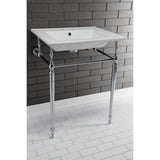 Edwardian 25-Inch Ceramic Console Sink with Brass Legs (4-Inch, 3-Hole)