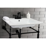 Edwardian 25-Inch Ceramic Console Sink with Brass Legs (4-Inch, 3-Hole)