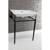 Edwardian 25-Inch Ceramic Console Sink with Brass Legs (4-Inch, 3-Hole)