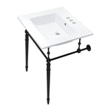 Edwardian 25-Inch Ceramic Console Sink with Brass Legs (4-Inch, 3-Hole)