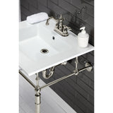 Edwardian 25-Inch Ceramic Console Sink with Brass Legs (4-Inch, 3-Hole)