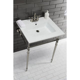 Edwardian 25-Inch Ceramic Console Sink with Brass Legs (4-Inch, 3-Hole)