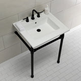 Dreyfuss 25-Inch Ceramic Console Sink with Stainless Steel Legs (8-Inch, 3-Hole)