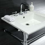 Dreyfuss 25-Inch Ceramic Console Sink with Stainless Steel Legs (8-Inch, 3-Hole)