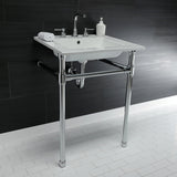 Dreyfuss 25-Inch Ceramic Console Sink with Stainless Steel Legs (8-Inch, 3-Hole)