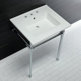 Dreyfuss 25-Inch Ceramic Console Sink with Stainless Steel Legs (8-Inch, 3-Hole)