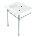 Dreyfuss 25-Inch Ceramic Console Sink with Stainless Steel Legs (8-Inch, 3-Hole)