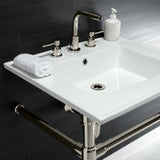 Dreyfuss 25-Inch Ceramic Console Sink with Stainless Steel Legs (8-Inch, 3-Hole)