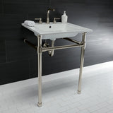 Dreyfuss 25-Inch Ceramic Console Sink with Stainless Steel Legs (8-Inch, 3-Hole)