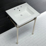 Dreyfuss 25-Inch Ceramic Console Sink with Stainless Steel Legs (8-Inch, 3-Hole)