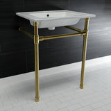 Dreyfuss 25-Inch Ceramic Console Sink with Stainless Steel Legs (8-Inch, 3-Hole)