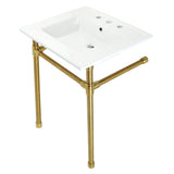 Dreyfuss 25-Inch Ceramic Console Sink with Stainless Steel Legs (8-Inch, 3-Hole)