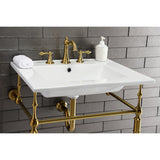 Edwardian 25-Inch Ceramic Console Sink with Brass Legs (8-Inch, 3-Hole)