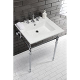 Edwardian 25-Inch Ceramic Console Sink with Brass Legs (8-Inch, 3-Hole)