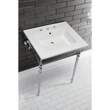 Edwardian 25-Inch Ceramic Console Sink with Brass Legs (8-Inch, 3-Hole)