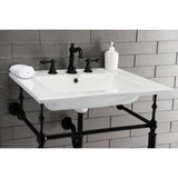 Edwardian 25-Inch Ceramic Console Sink with Brass Legs (8-Inch, 3-Hole)