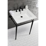 Edwardian 25-Inch Ceramic Console Sink with Brass Legs (8-Inch, 3-Hole)