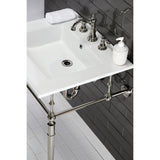 Edwardian 25-Inch Ceramic Console Sink with Brass Legs (8-Inch, 3-Hole)
