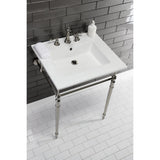 Edwardian 25-Inch Ceramic Console Sink with Brass Legs (8-Inch, 3-Hole)