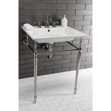 Edwardian 25-Inch Ceramic Console Sink with Brass Legs (8-Inch, 3-Hole)