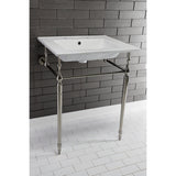 Edwardian 25-Inch Ceramic Console Sink with Brass Legs (8-Inch, 3-Hole)