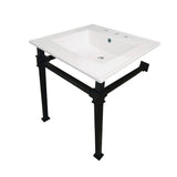 Monarch 25-Inch Ceramic Console Sink with Stainless Steel Legs (8-Inch, 3-Hole)