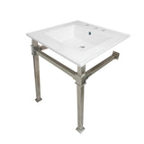 Monarch 25-Inch Ceramic Console Sink with Stainless Steel Legs (8-Inch, 3-Hole)