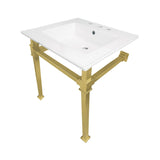 Monarch 25-Inch Ceramic Console Sink with Stainless Steel Legs (8-Inch, 3-Hole)
