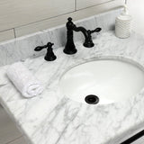 Edwardian 30-Inch Carrara Marble Console Sink with Brass Legs (8-Inch, 3-Hole)