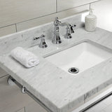 Edwardian 30-Inch Carrara Marble Console Sink with Brass Legs (8-Inch, 3-Hole)