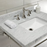 Edwardian 30-Inch Carrara Marble Console Sink with Brass Legs (8-Inch, 3-Hole)