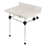 Templeton 30-Inch Carrara Marble Vanity Top with Acrylic Legs (8-Inch, 3-Hole)