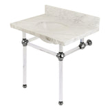 Templeton 30-Inch Carrara Marble Vanity Top with Acrylic Legs (8-Inch, 3-Hole)
