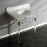 Templeton 30-Inch Carrara Marble Vanity Top with Acrylic Legs (8-Inch, 3-Hole)