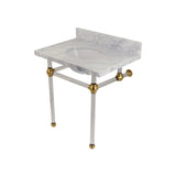 Templeton 30-Inch Carrara Marble Vanity Top with Acrylic Legs (8-Inch, 3-Hole)