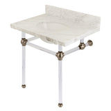 Templeton 30-Inch Carrara Marble Vanity Top with Acrylic Legs (8-Inch, 3-Hole)