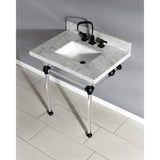 Templeton 30-Inch Carrara Marble Vanity Top with Acrylic Legs (8-Inch, 3-Hole)