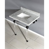Templeton 30-Inch Carrara Marble Vanity Top with Acrylic Legs (8-Inch, 3-Hole)