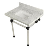 Templeton 30-Inch Carrara Marble Vanity Top with Acrylic Legs (8-Inch, 3-Hole)