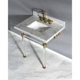 Templeton 30-Inch Carrara Marble Vanity Top with Acrylic Legs (8-Inch, 3-Hole)
