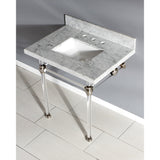 Templeton 30-Inch Carrara Marble Vanity Top with Acrylic Legs (8-Inch, 3-Hole)